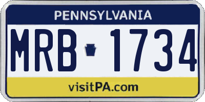 PA license plate MRB1734