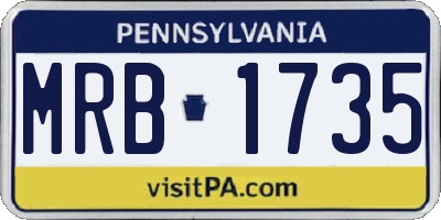 PA license plate MRB1735