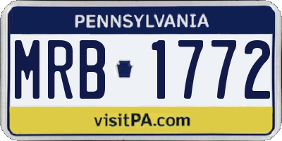 PA license plate MRB1772