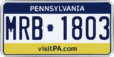 PA license plate MRB1803