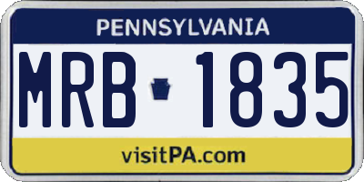 PA license plate MRB1835