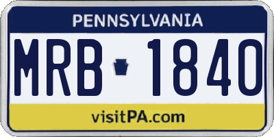 PA license plate MRB1840