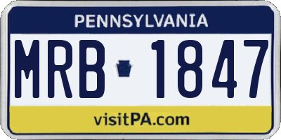 PA license plate MRB1847