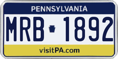 PA license plate MRB1892