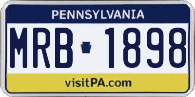 PA license plate MRB1898