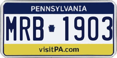 PA license plate MRB1903