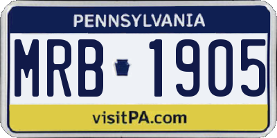 PA license plate MRB1905