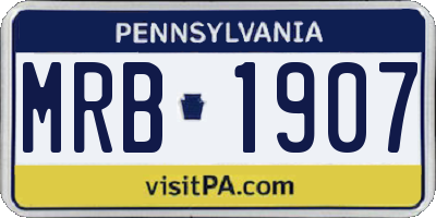 PA license plate MRB1907