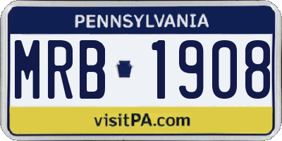 PA license plate MRB1908