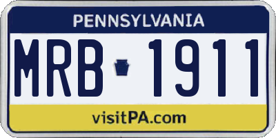PA license plate MRB1911