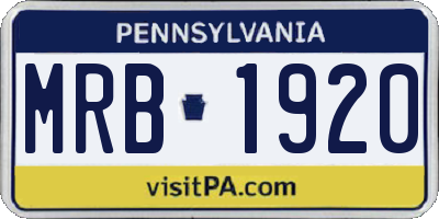 PA license plate MRB1920