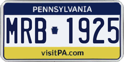 PA license plate MRB1925