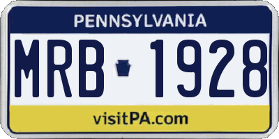 PA license plate MRB1928