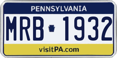 PA license plate MRB1932