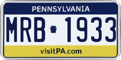 PA license plate MRB1933