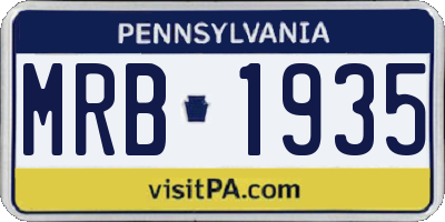 PA license plate MRB1935