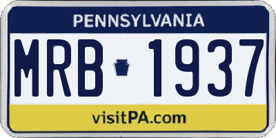 PA license plate MRB1937