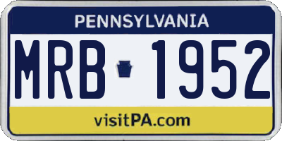 PA license plate MRB1952