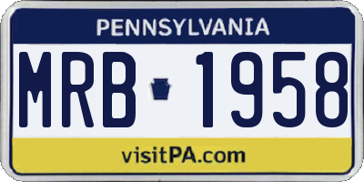 PA license plate MRB1958