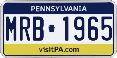 PA license plate MRB1965