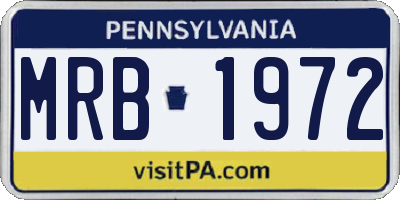 PA license plate MRB1972