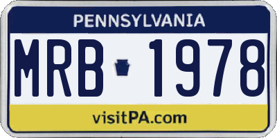 PA license plate MRB1978