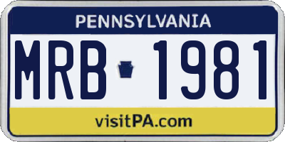 PA license plate MRB1981