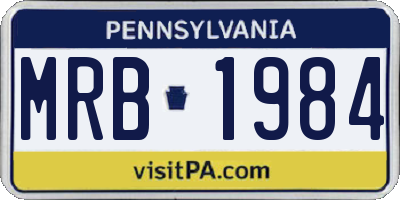 PA license plate MRB1984