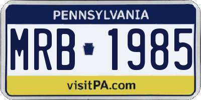 PA license plate MRB1985