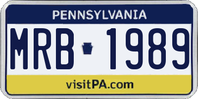 PA license plate MRB1989