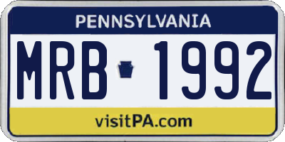 PA license plate MRB1992
