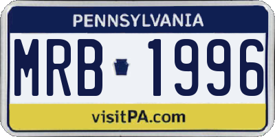 PA license plate MRB1996