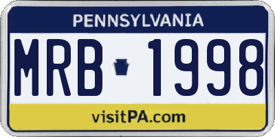 PA license plate MRB1998