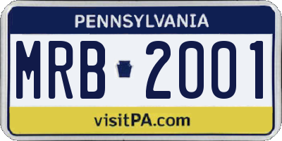 PA license plate MRB2001