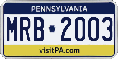 PA license plate MRB2003