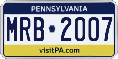 PA license plate MRB2007