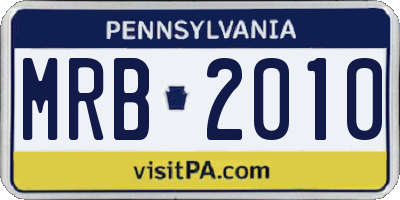 PA license plate MRB2010