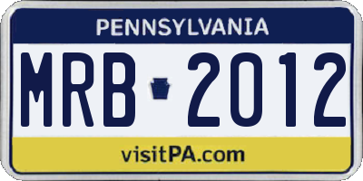 PA license plate MRB2012