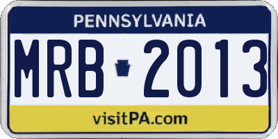 PA license plate MRB2013