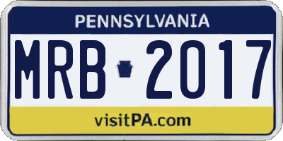 PA license plate MRB2017