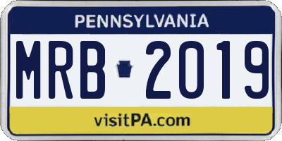 PA license plate MRB2019