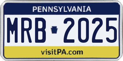 PA license plate MRB2025