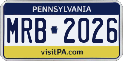 PA license plate MRB2026