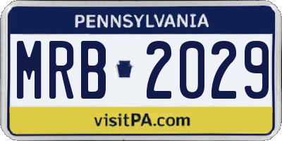 PA license plate MRB2029