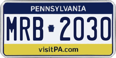 PA license plate MRB2030