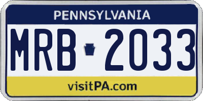 PA license plate MRB2033