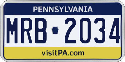 PA license plate MRB2034