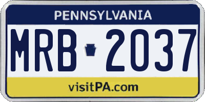 PA license plate MRB2037
