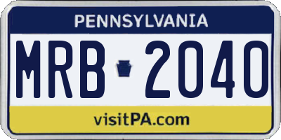 PA license plate MRB2040