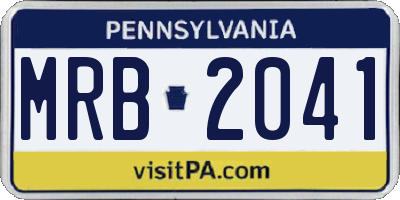 PA license plate MRB2041